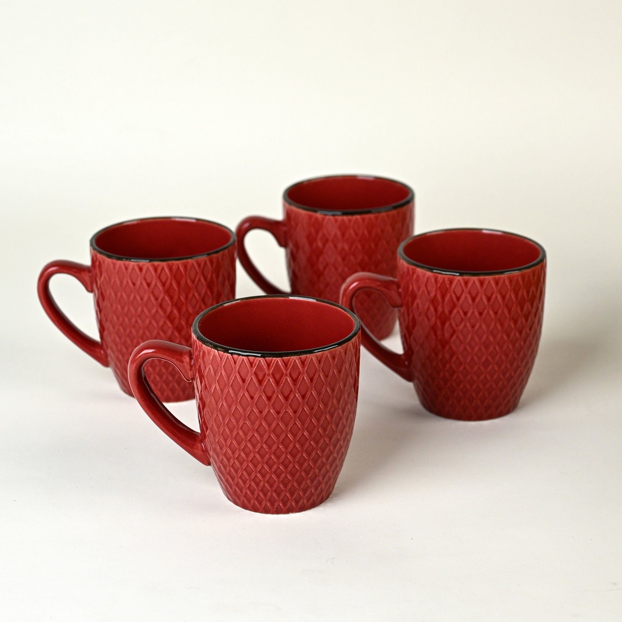 Merlot Love Patterned Ceramic Coffee Mug Set of 4