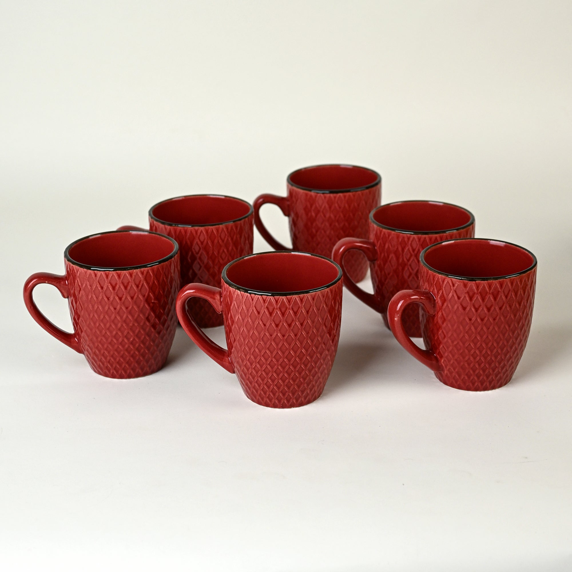 Merlot Love Patterned Ceramic Coffee Mug Set of 6