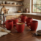 Scarlet Red Patterned Ceramic Cup