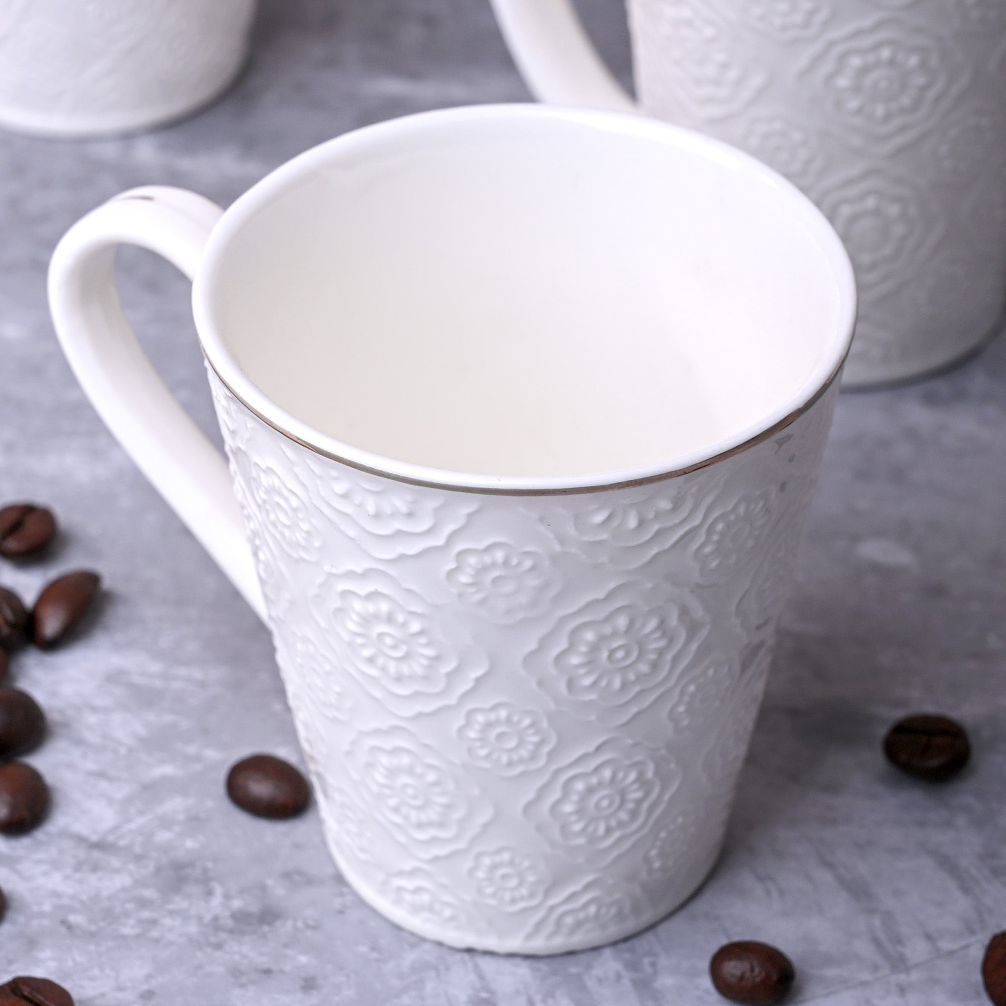 Minimalist White Floral Tea Cups