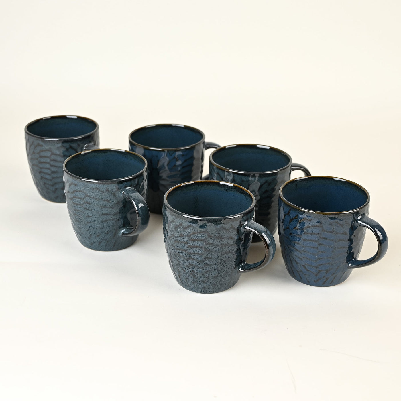 Mosaic Denim Ceramic Tea Cup Set of 6