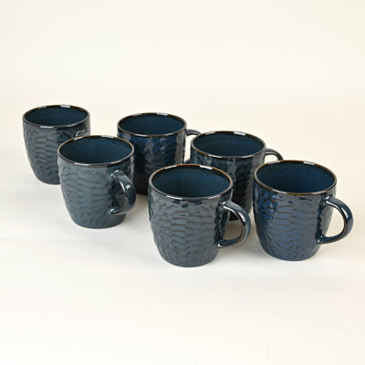 Mosaic Denim Ceramic Tea Cup Set of 6