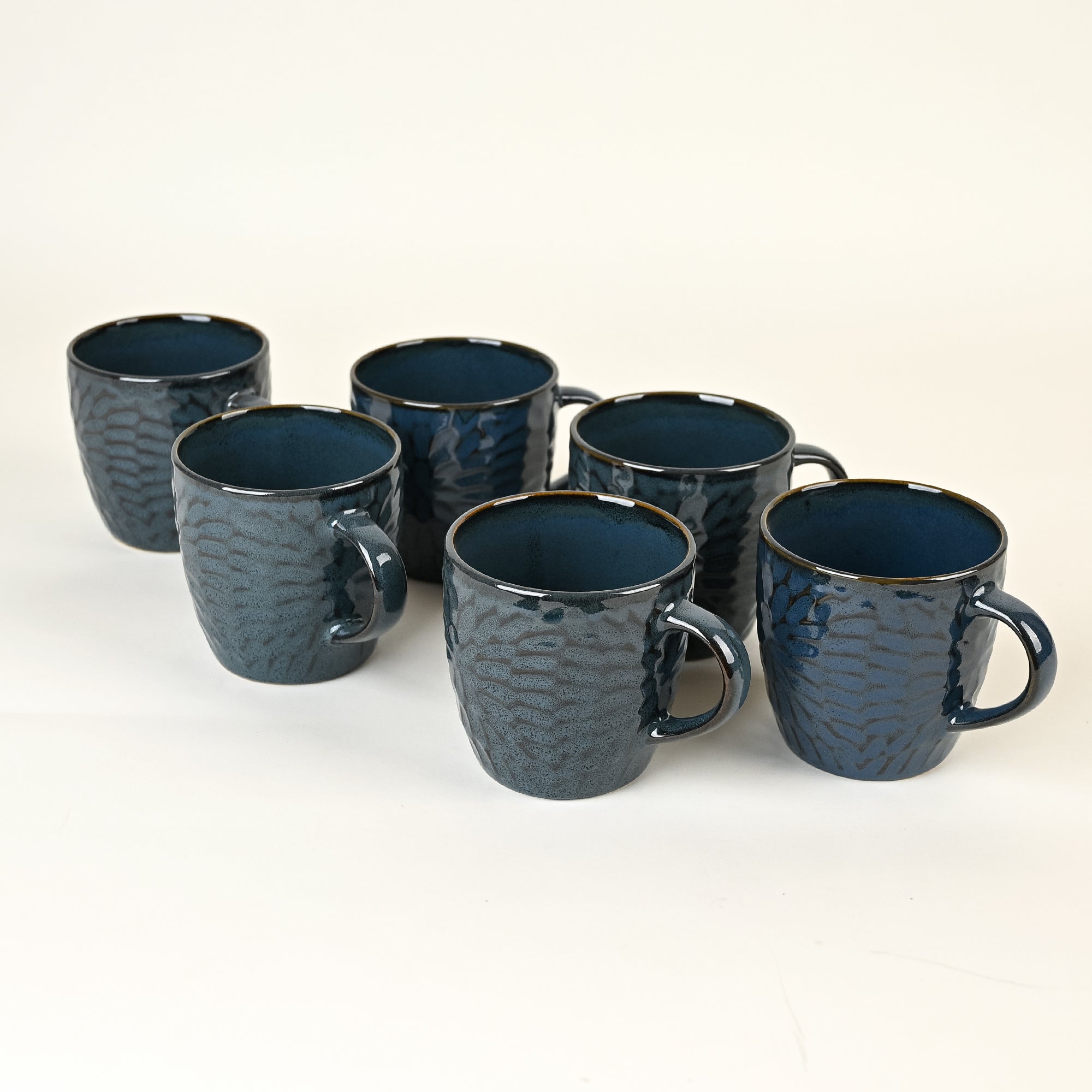 Mosaic Denim Ceramic Tea Cup Set of 6