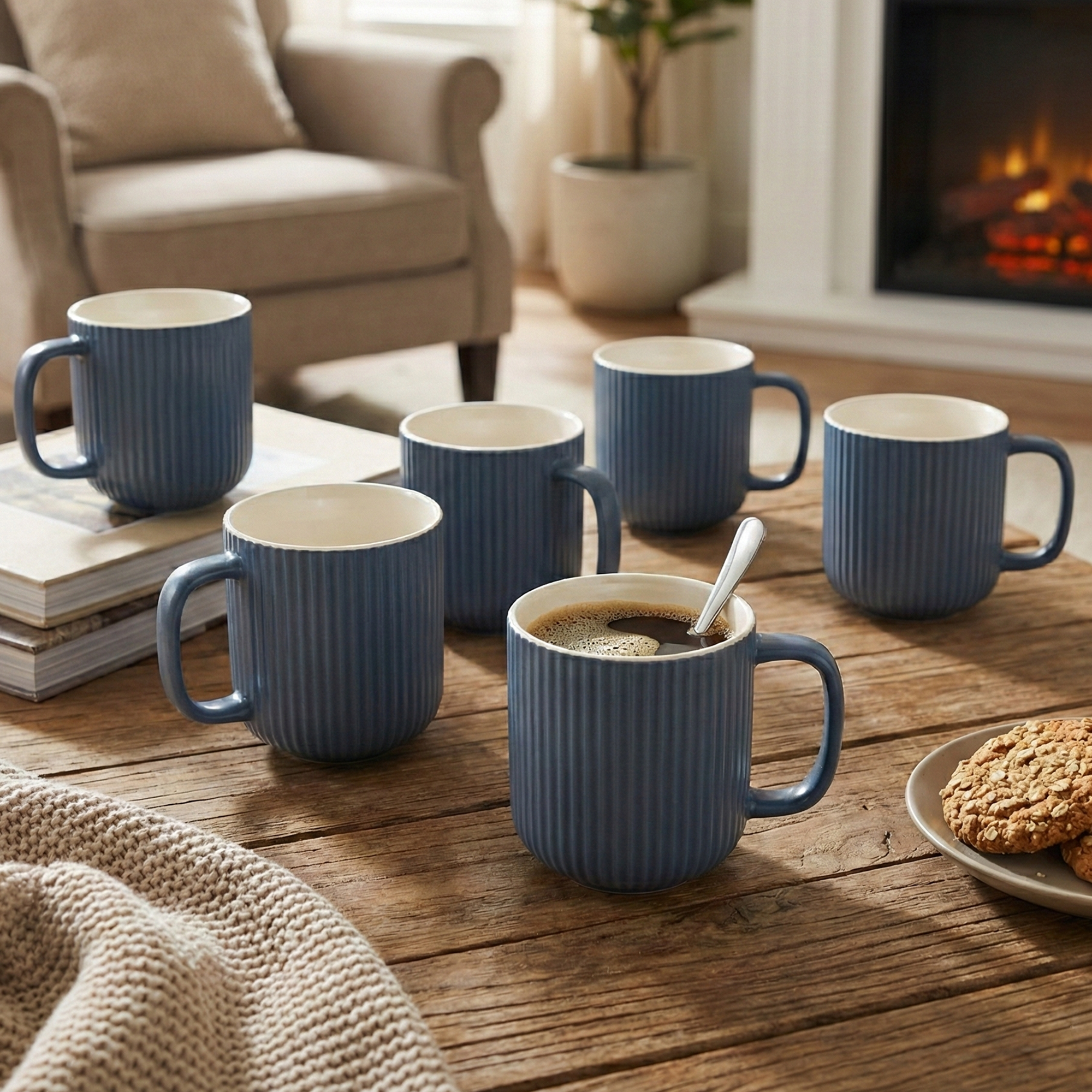 Oceanic Ribbed New Bone China Coffee Mug