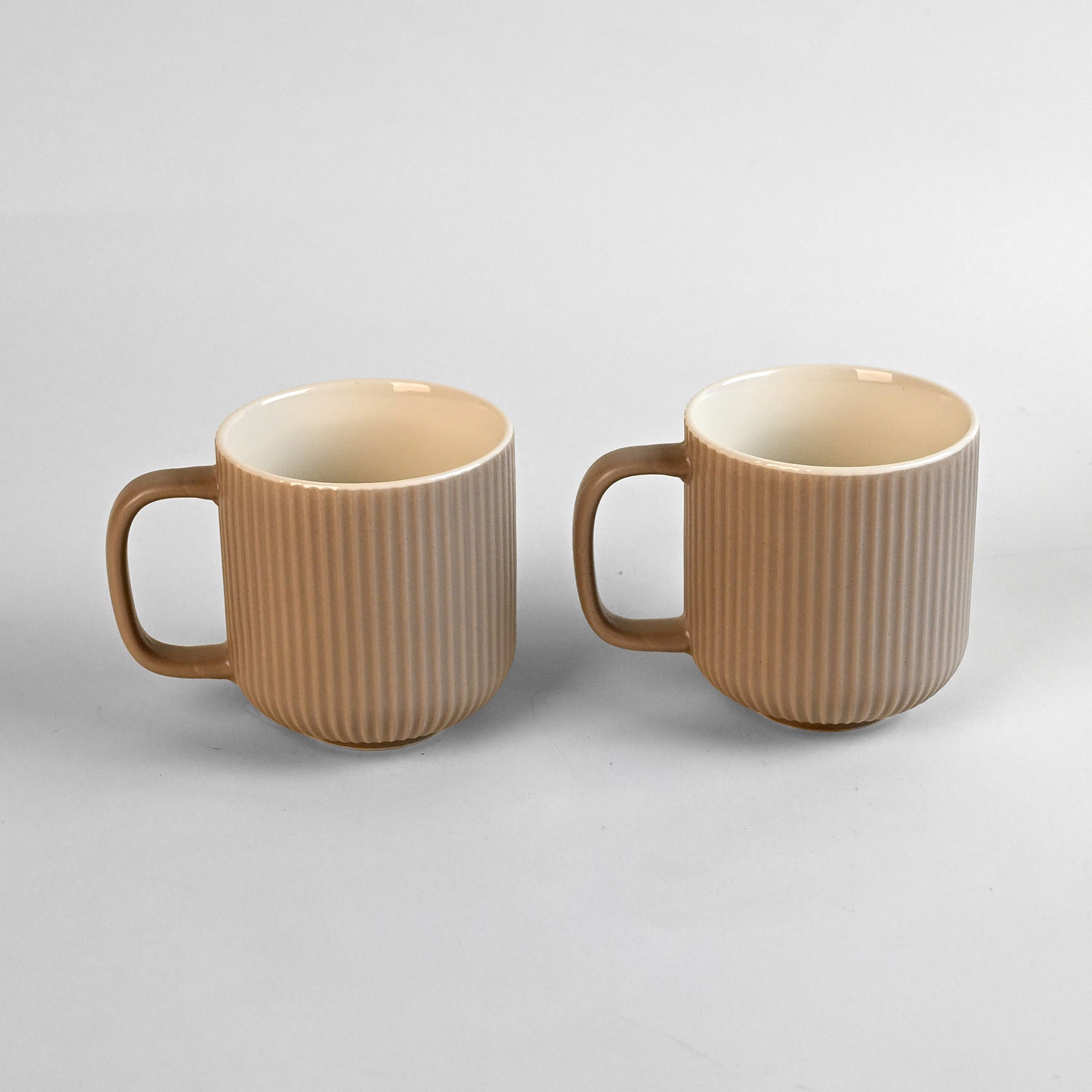 Earthy Ribbed New Bone China Coffee Mug Set of 2