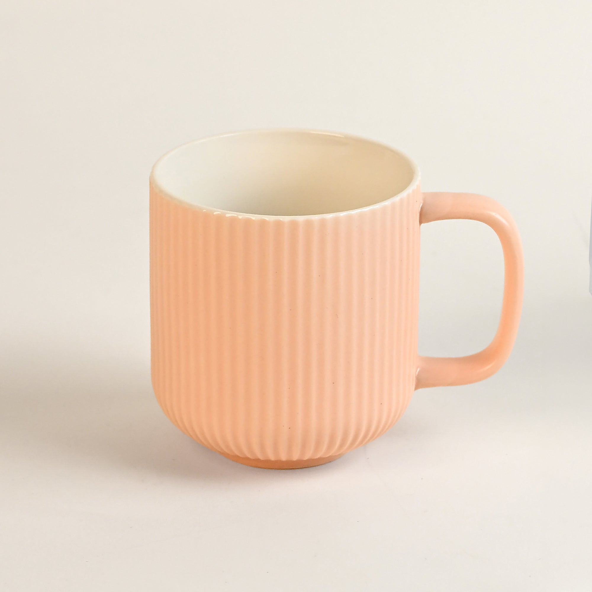 Misty Rose Ribbed New Bone China Coffee Mug