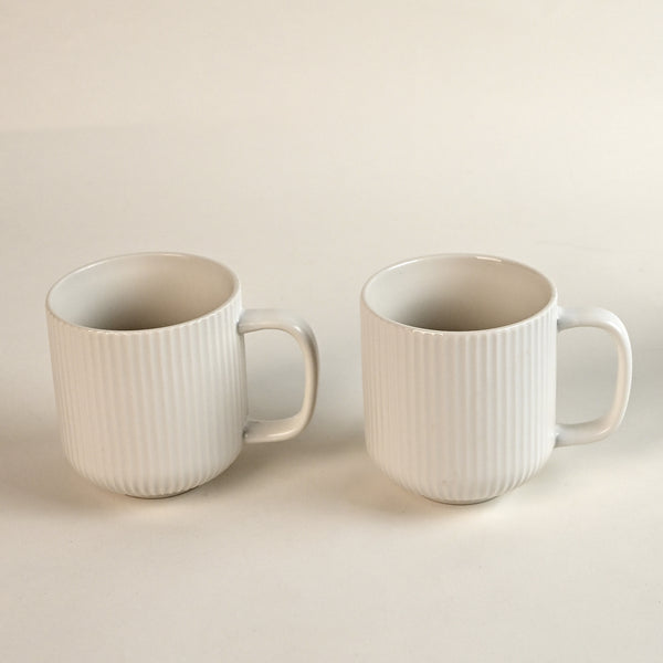 Moonlit Ribbed New Bone China Coffee Mug Set of 2