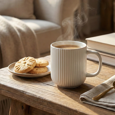 Moonlit Ribbed New Bone China Coffee Mug