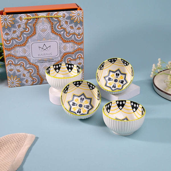 Artistic Porcelain Shiny Bowls (Set of 4)