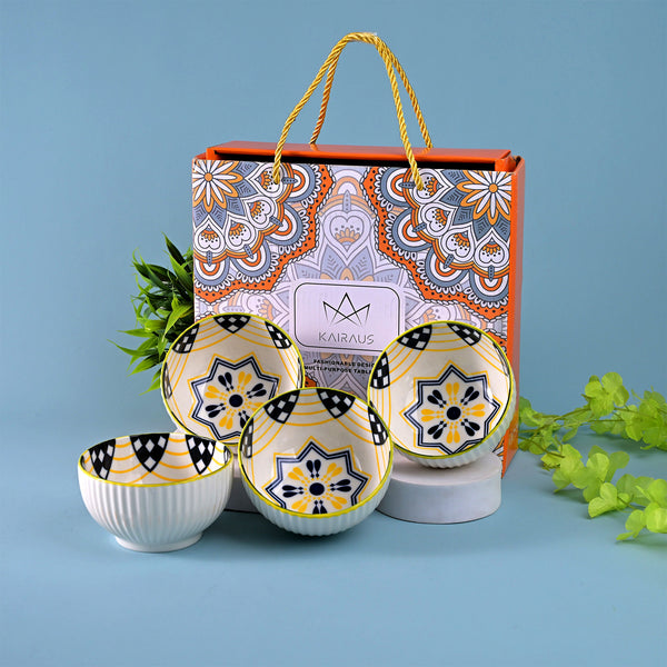 Artistic Porcelain Shiny Bowls (Set of 4)