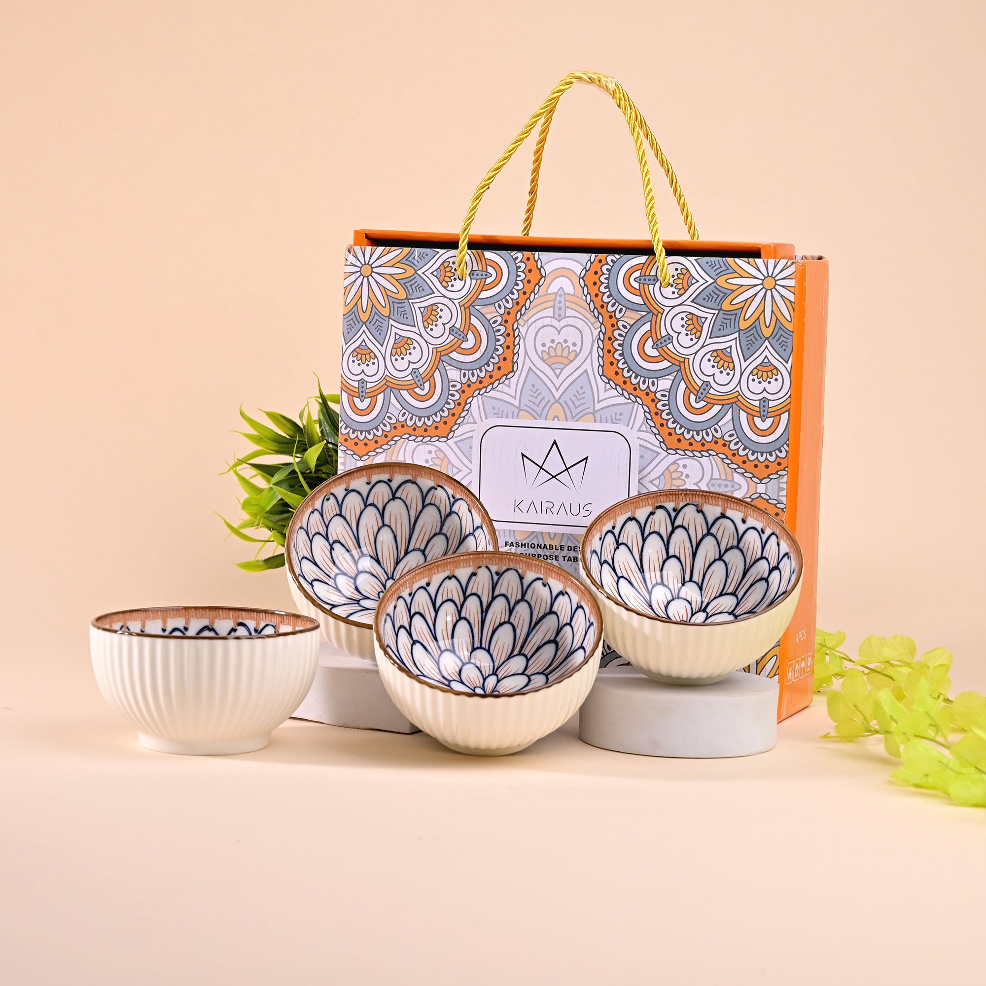 Jasmine-Inspired Porcelain Bowls (Set of 4) – Kairaus