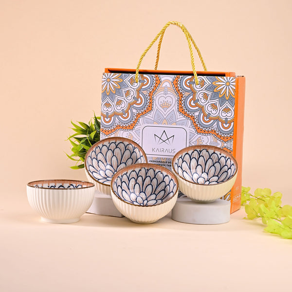 Jasmine-Inspired Porcelain Bowls (Set of 4)