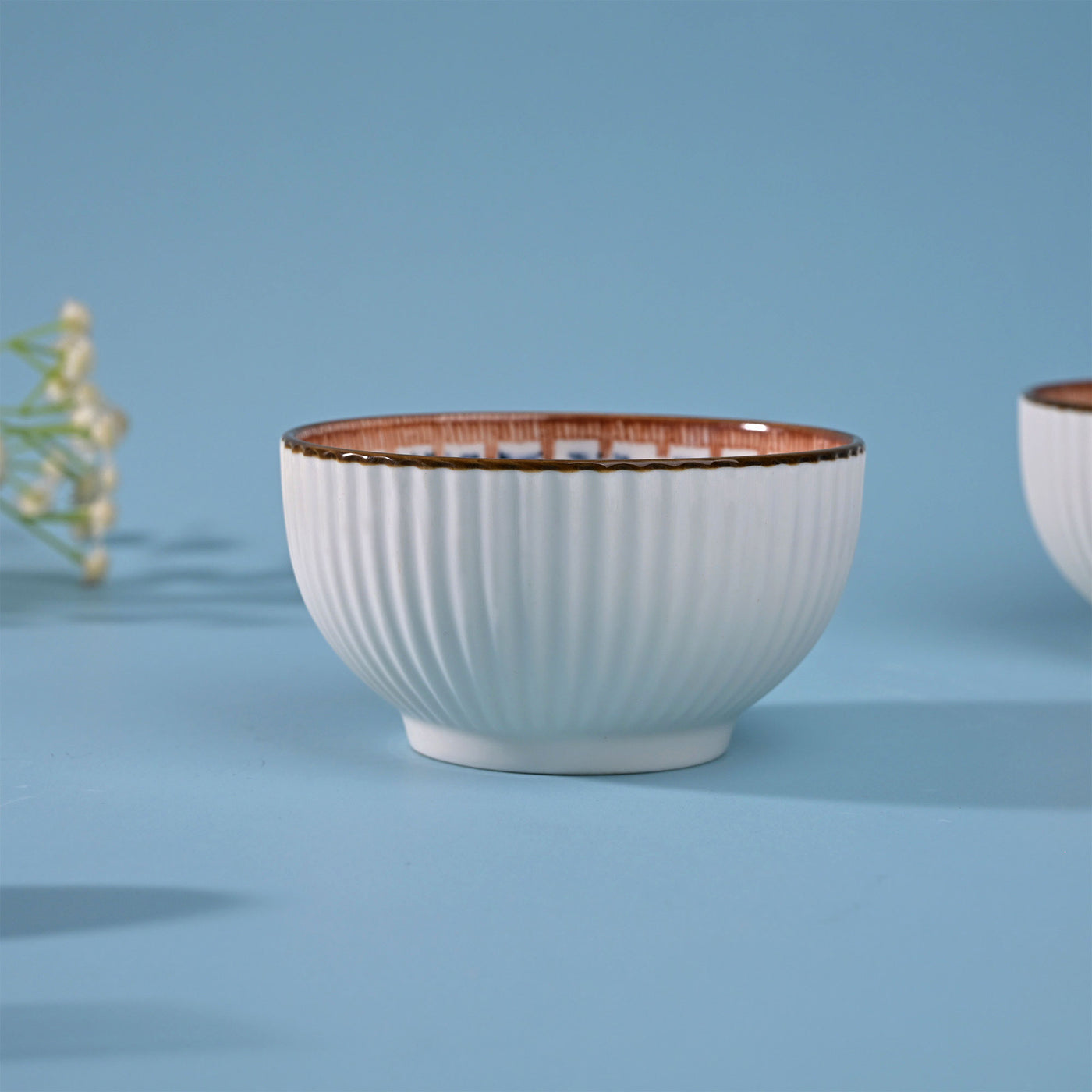 Floral Ribbed Porcelain Bowl Sets