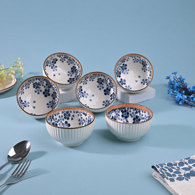 Floral Ribbed Porcelain Bowl Sets