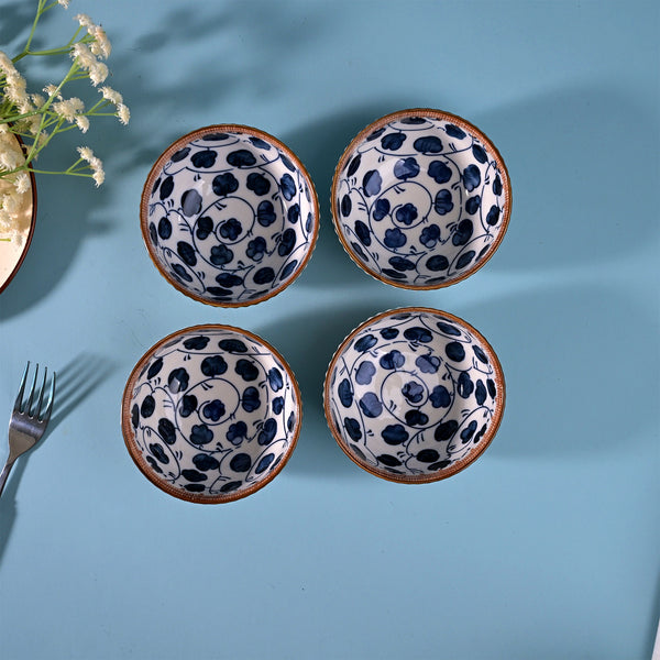Handpainted Ribbed Porcelain Bowls (Set of 4)