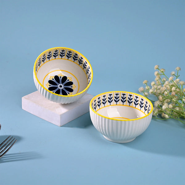 Unique Floral Patterned Porcelain Bowls (Set of 2)