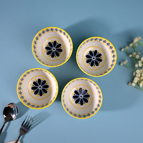 Unique Floral Patterned Porcelain Bowls (Set of 4)