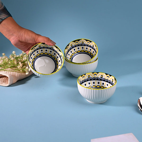 Mandala Handcrafted Porcelain Bowls (Set of 4)