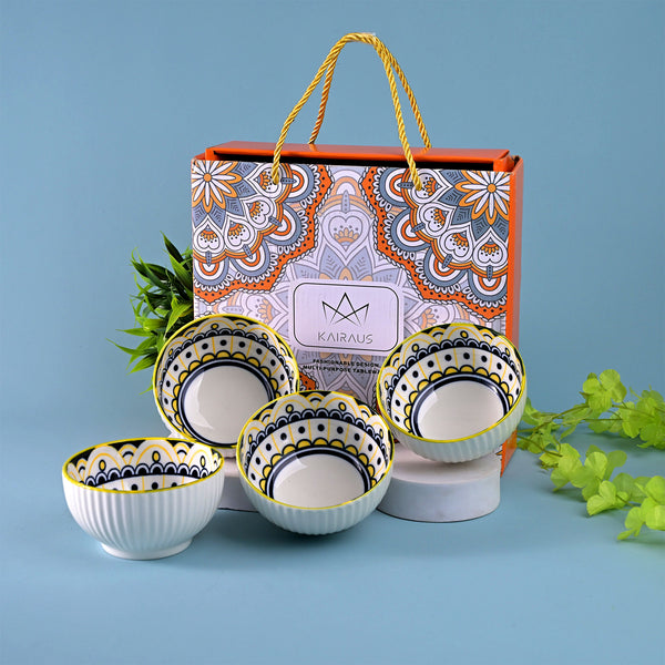 Mandala Handcrafted Porcelain Bowls (Set of 4)