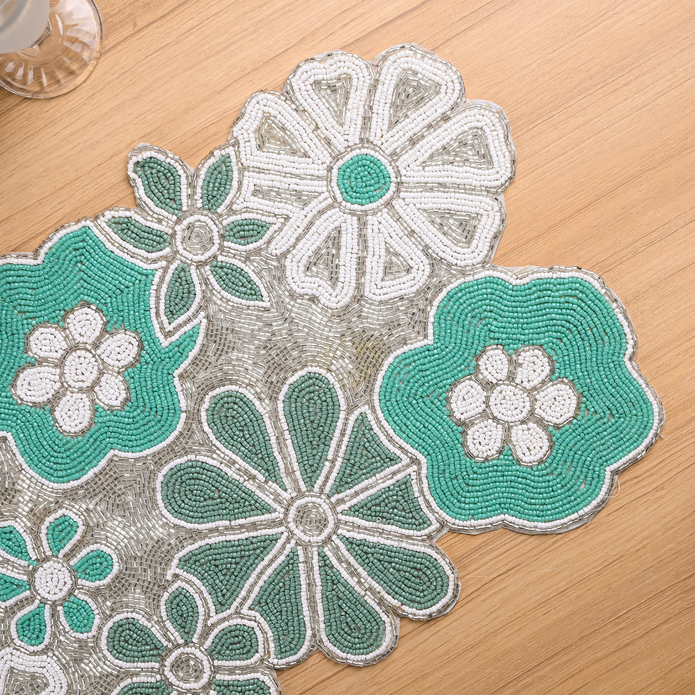Blooming Handmade Beaded Table Mat