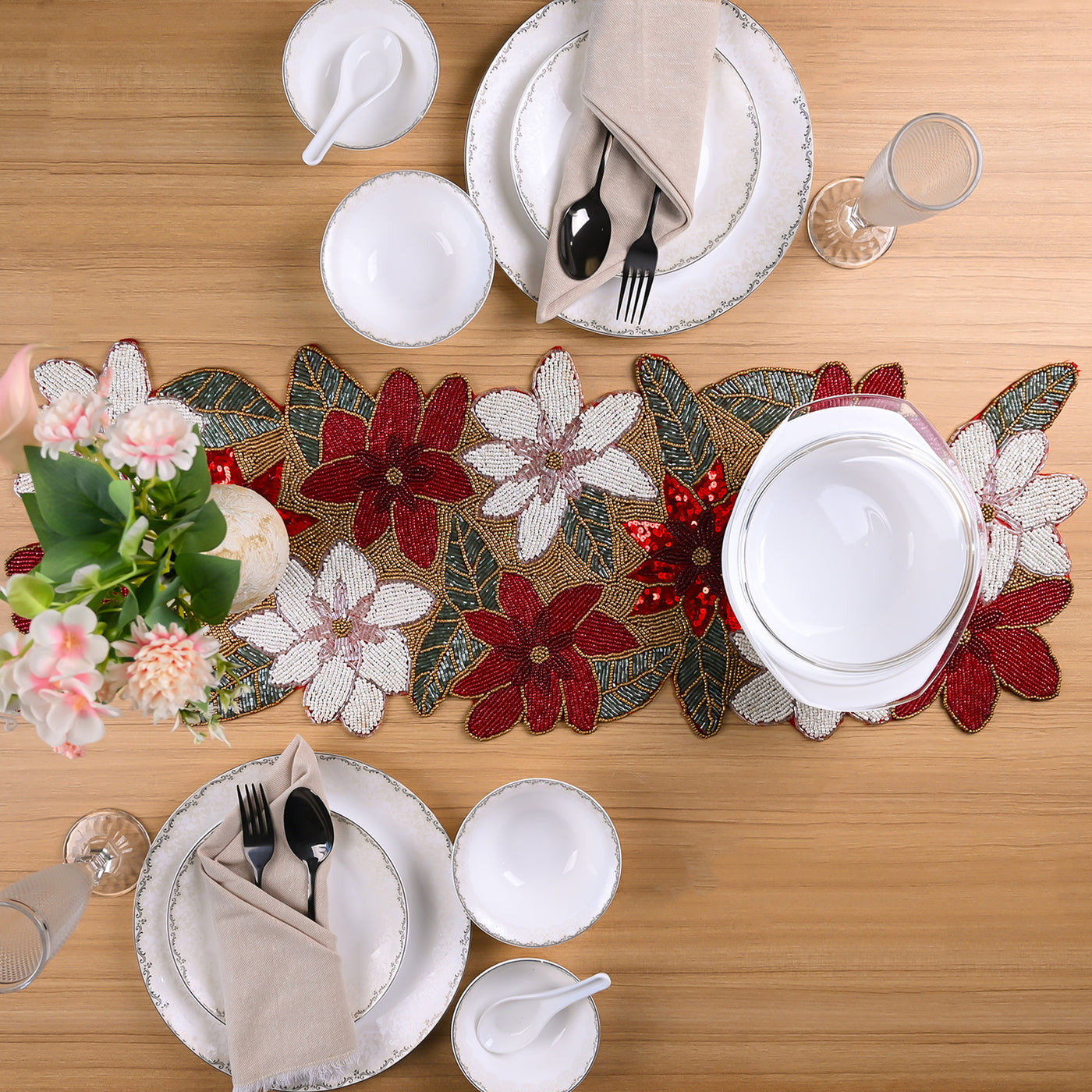 Ravishing Hand-beaded Table Mat