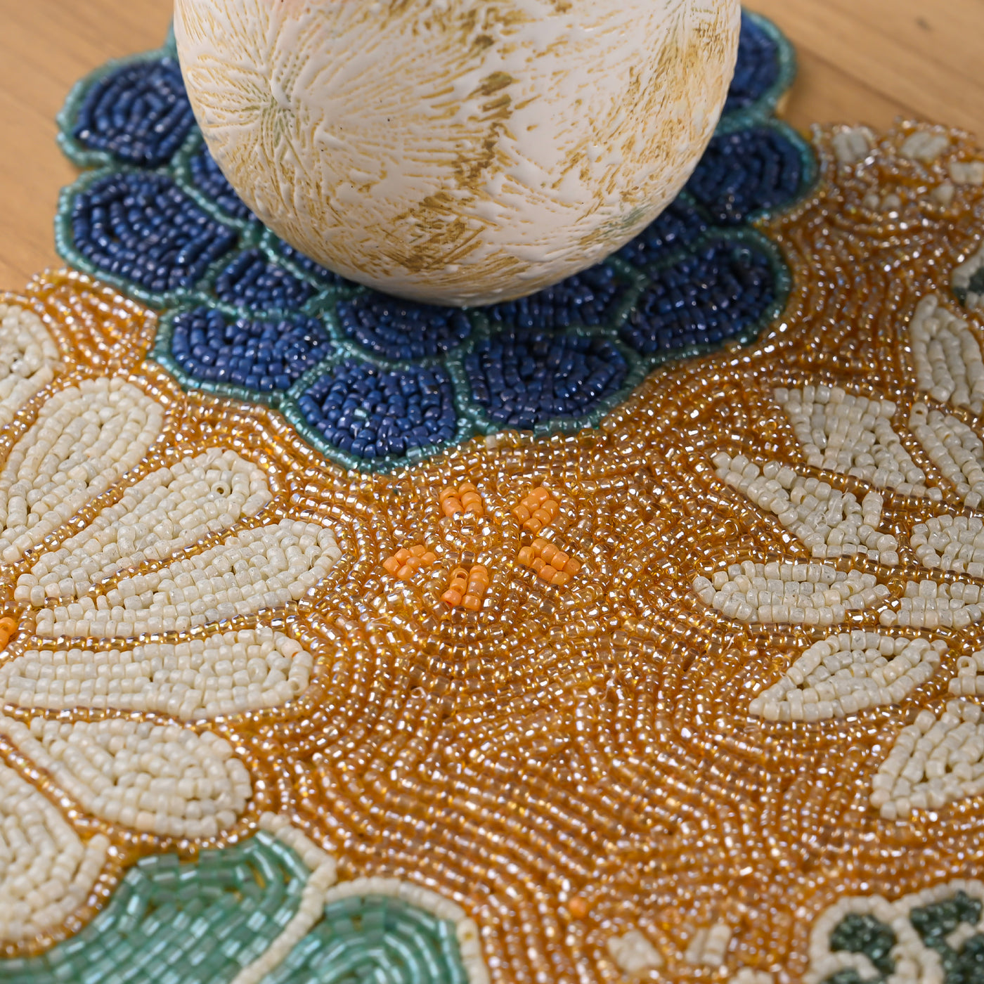 Flora-Exhibit Hand-beaded Table Mat