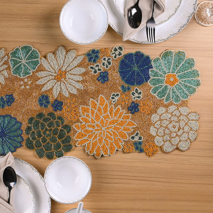 Flora-Exhibit Hand-beaded Table Mat