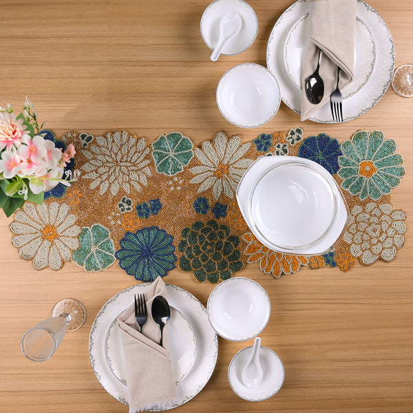 Flora-Exhibit Hand-beaded Table Mat