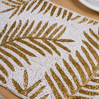 Thanksgiving Golden-White Hand-beaded Table Mat