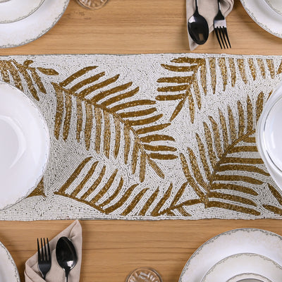 Thanksgiving Golden-White Hand-beaded Table Mat