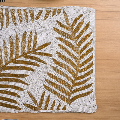 Thanksgiving Golden-White Hand-beaded Table Mat