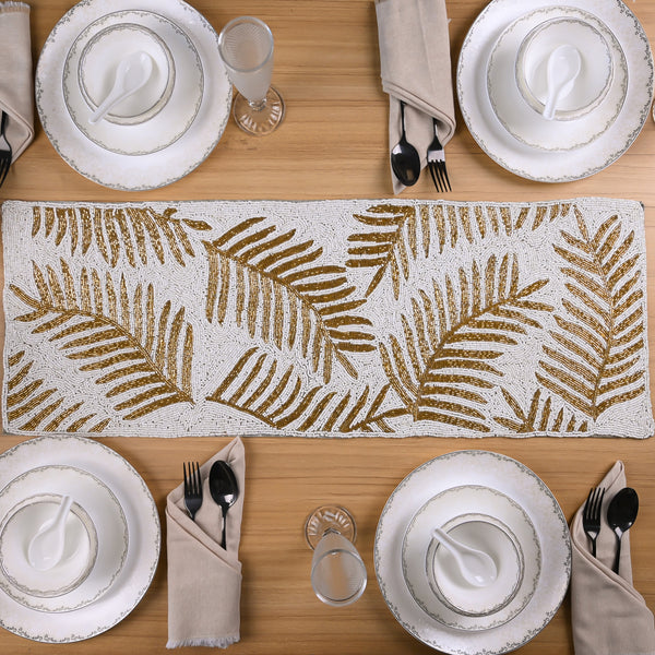 Thanksgiving Golden-White Hand-beaded Table Mat