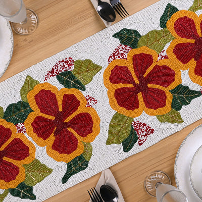 Hibiscus Hand-beaded Table Mat