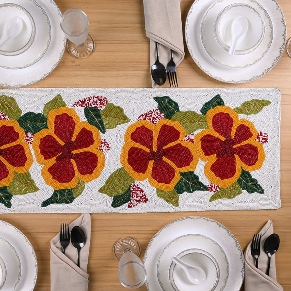 Hibiscus Hand-beaded Table Mat