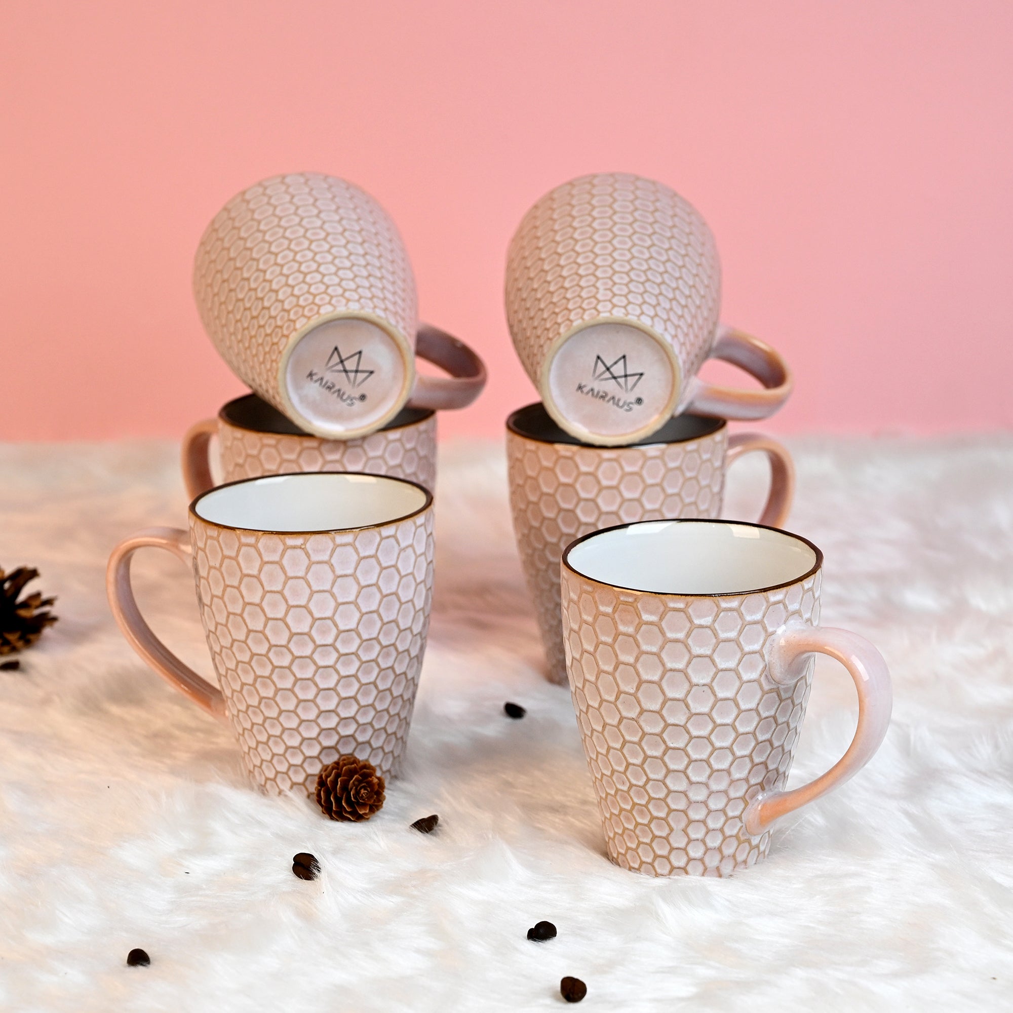 Nexus Unique New Bone China Coffee Mugs Set of 6