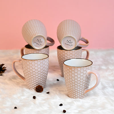 Nexus Unique New Bone China Coffee Mugs Set of 6