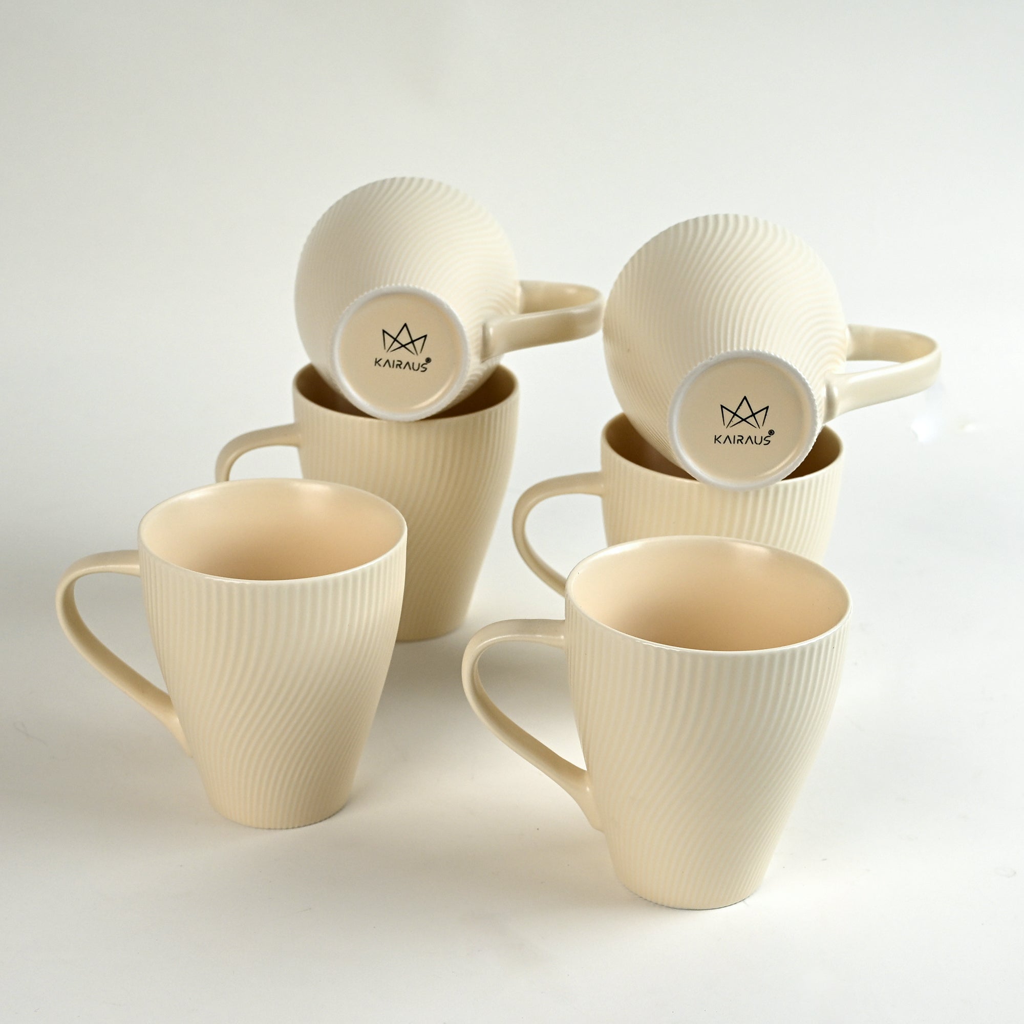 Pale Peach Unique New Bone China Coffee Mug Set of 6