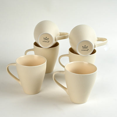 Pale Peach Unique New Bone China Coffee Mug Set of 6