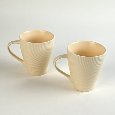 Pale Peach Unique New Bone China Coffee Mug Set of 2