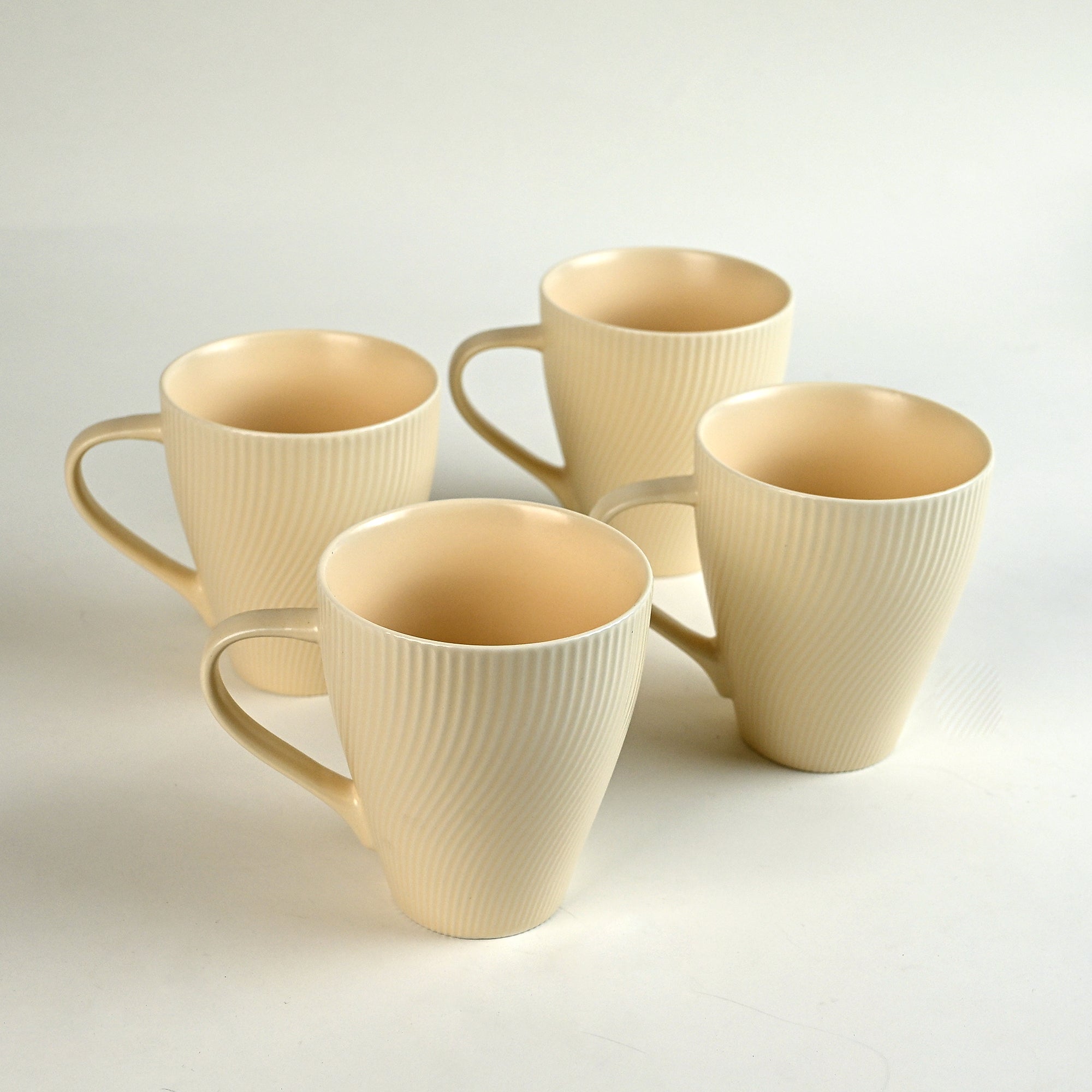 Pale Peach Unique New Bone China Coffee Mug Set of 4