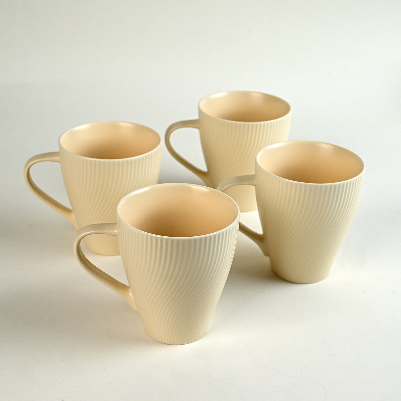 Pale Peach Unique New Bone China Coffee Mug Set of 4