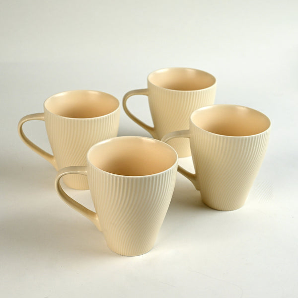 Pale Peach Unique New Bone China Coffee Mug Set of 4