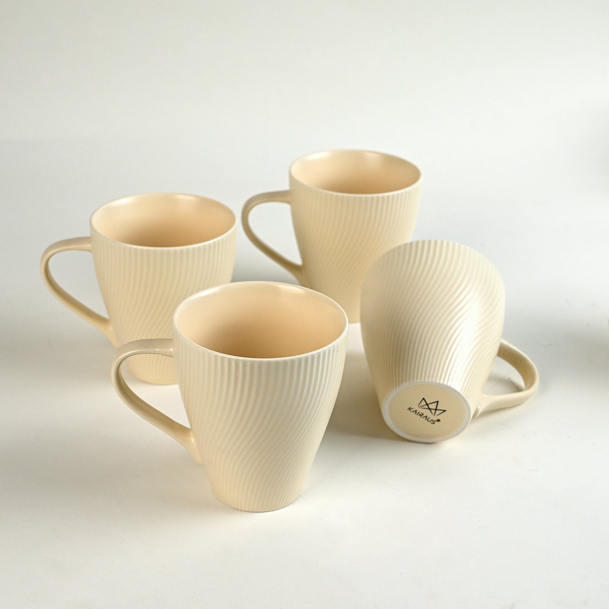 Pale Peach Unique New Bone China Coffee Mug Set of 4