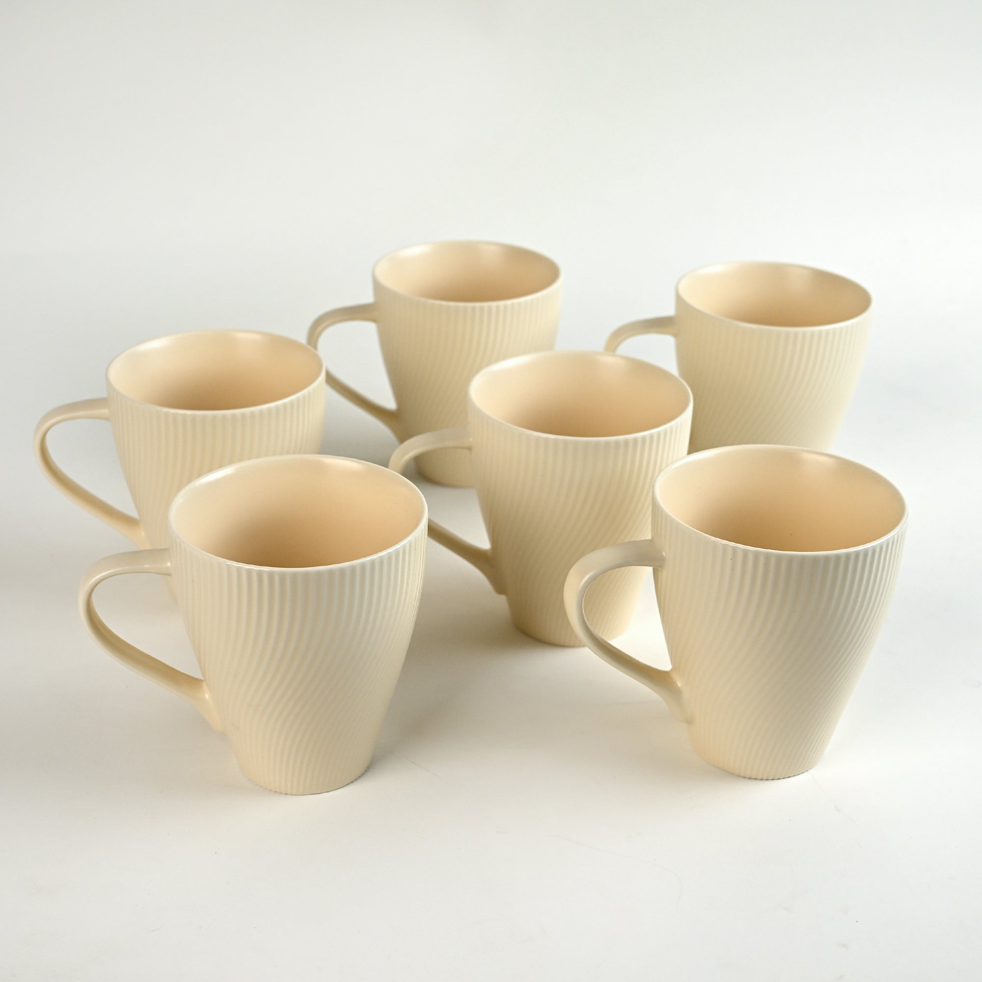 Pale Peach Unique New Bone China Coffee Mug Set of 6