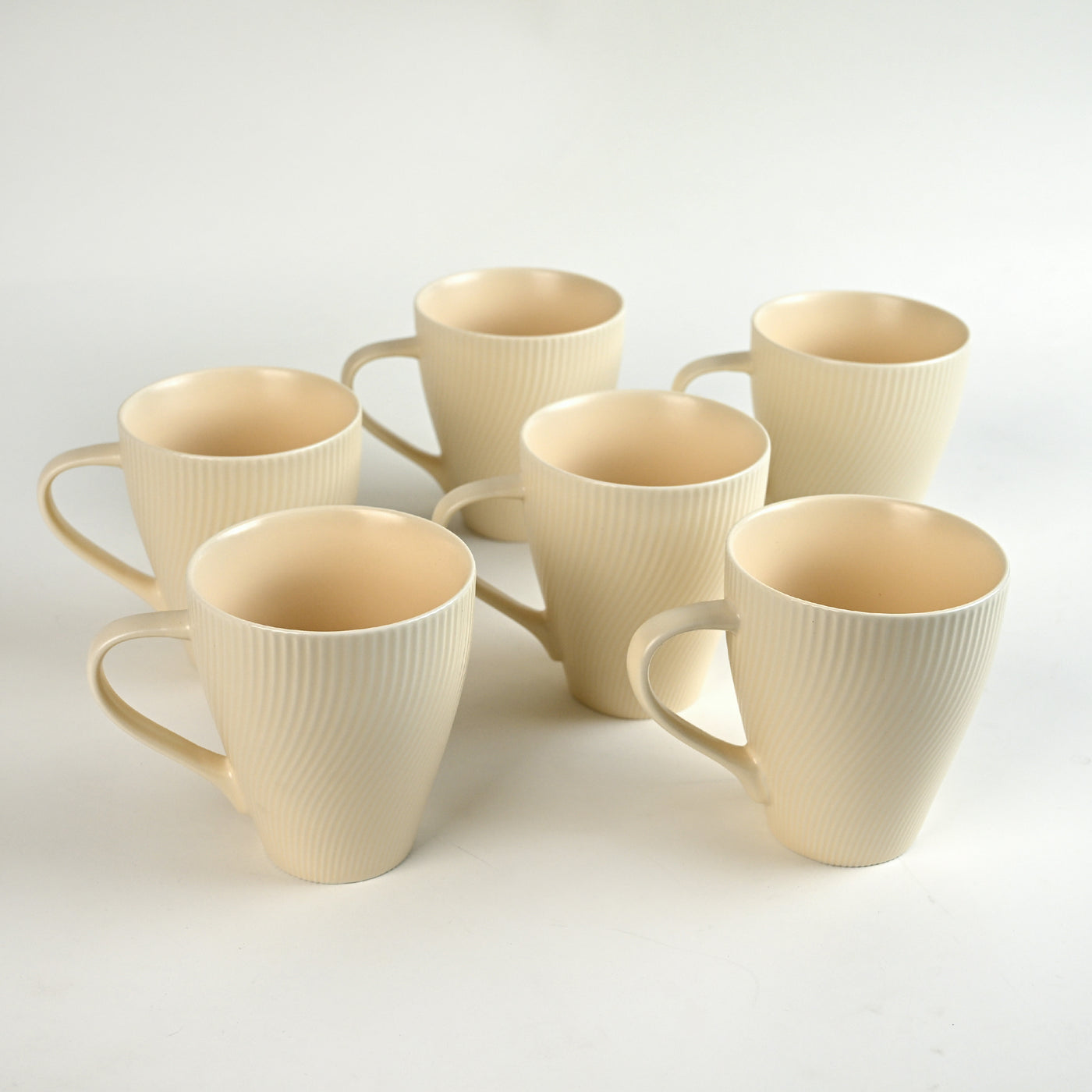 Pale Peach Unique New Bone China Coffee Mug Set of 6