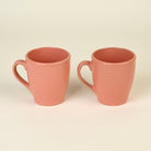 Peachy Coral Pink Ceramic Coffee Mug Set of 2