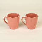 Peachy Coral Pink Ceramic Coffee Mug Set of 2