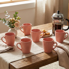 Peachy Coral Pink Ceramic Coffee Mug Set of 6