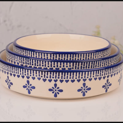Blue & White Ceramic Bowl (Set of 3)