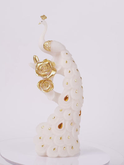 Shwet: The Soft White Peacock Figurine